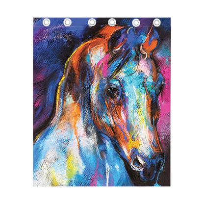 Colorful Horse Painting Print Curtain