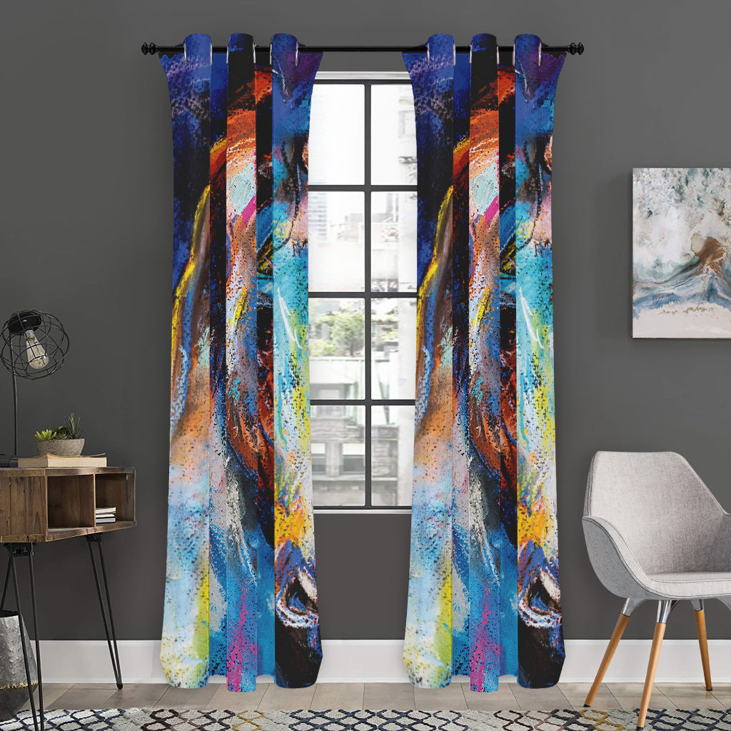 Colorful Horse Painting Print Curtain
