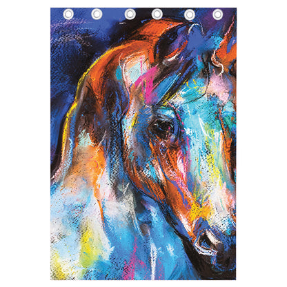 Colorful Horse Painting Print Curtain
