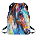 Colorful Horse Painting Print Drawstring Backpack