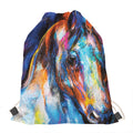 Colorful Horse Painting Print Drawstring Bag