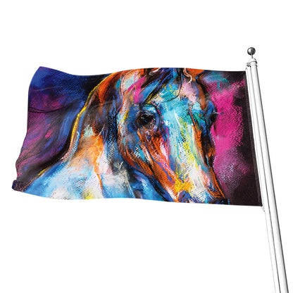 Colorful Horse Painting Print Flag