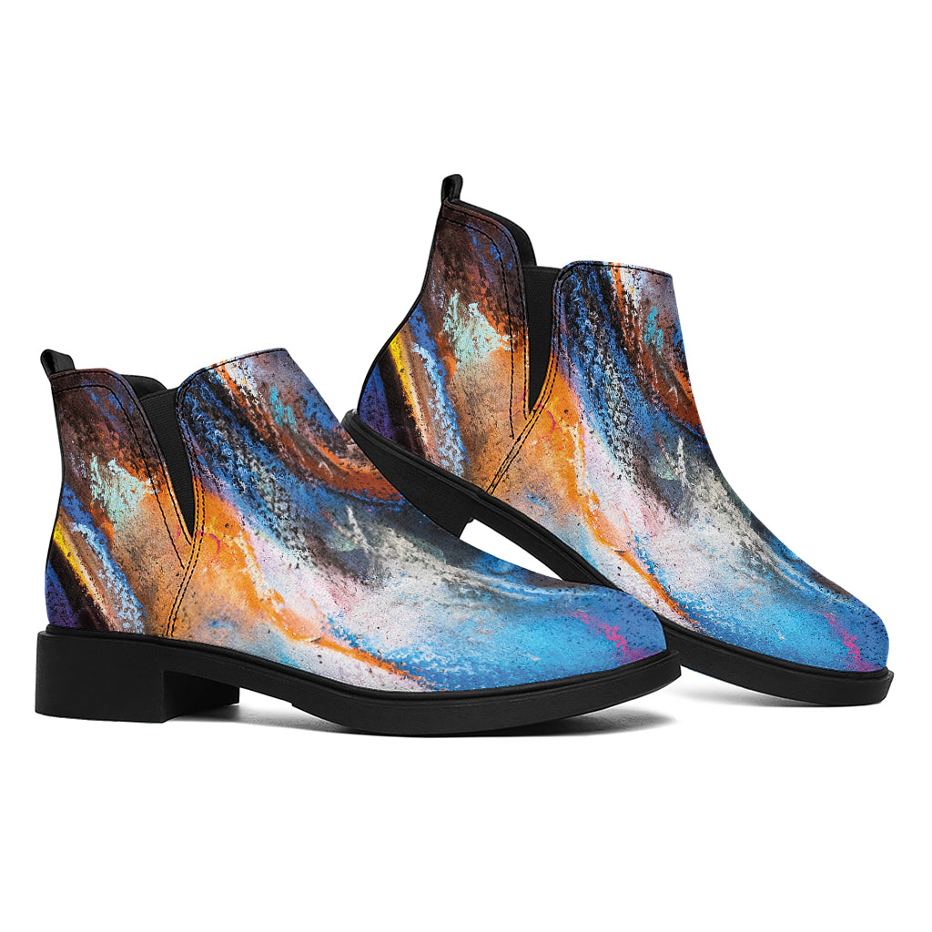 Colorful Horse Painting Print Flat Ankle Boots