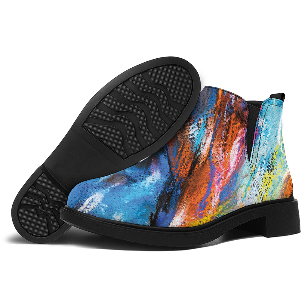 Colorful Horse Painting Print Flat Ankle Boots