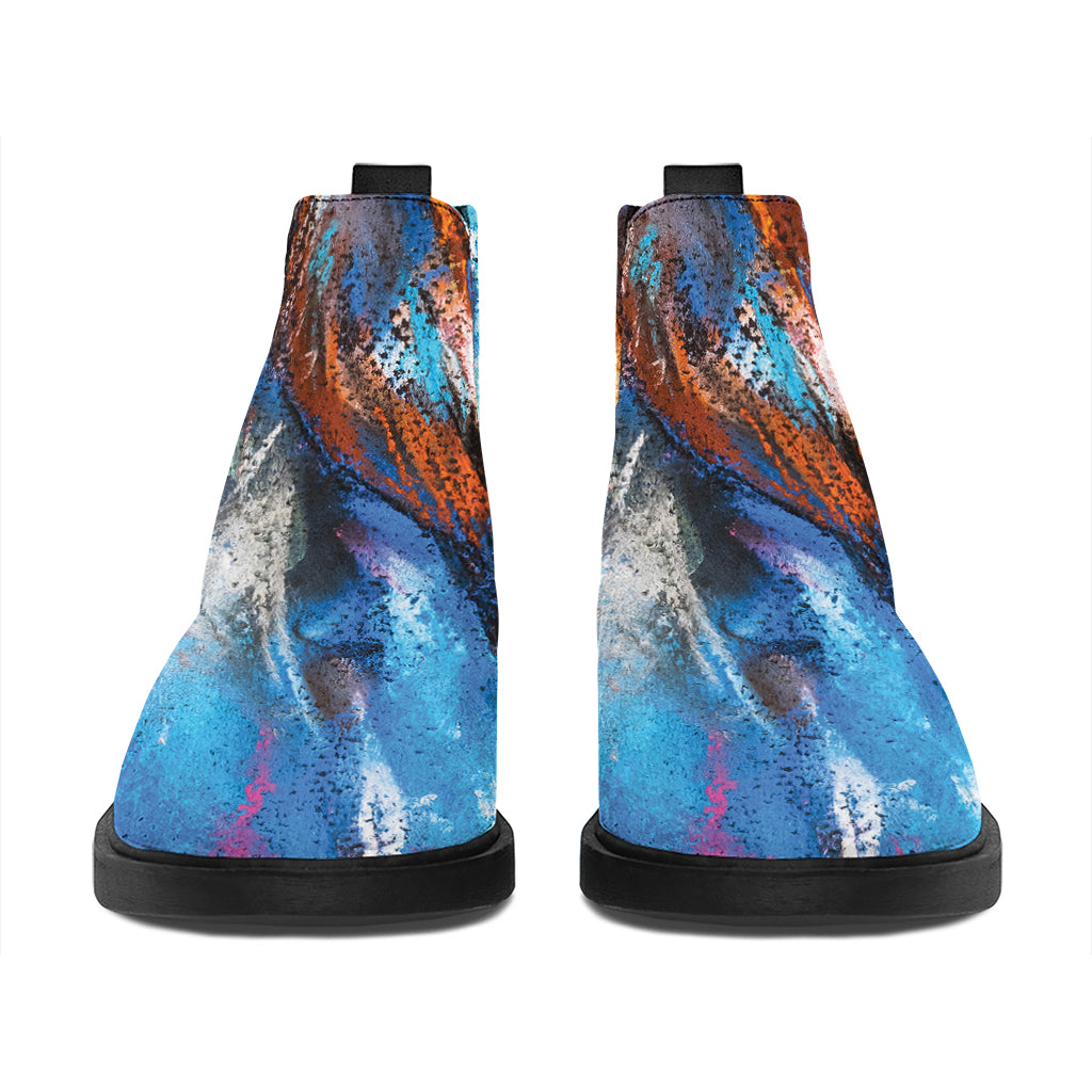 Colorful Horse Painting Print Flat Ankle Boots