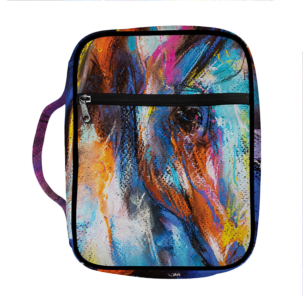 Colorful Horse Painting Print Front Pocket Bible Bag