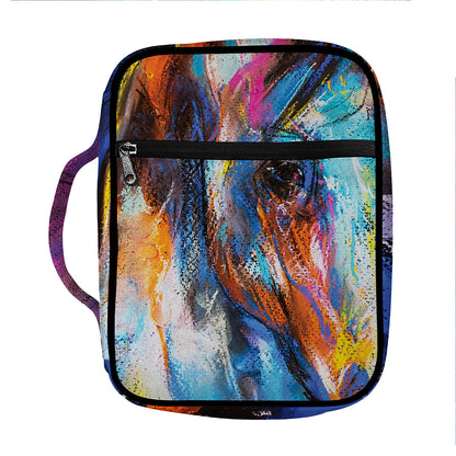 Colorful Horse Painting Print Front Pocket Bible Bag