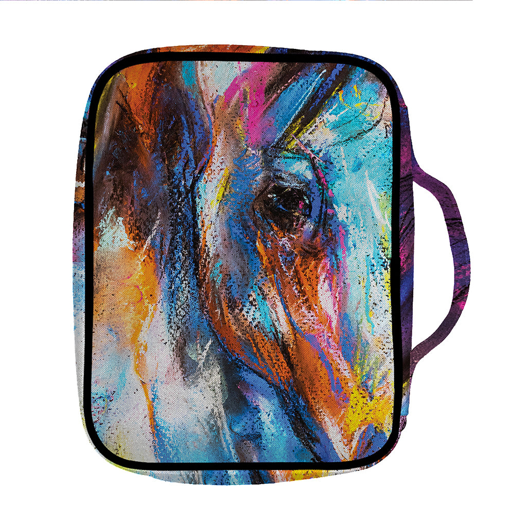 Colorful Horse Painting Print Front Pocket Bible Bag