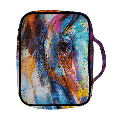 Colorful Horse Painting Print Front Pocket Bible Bag