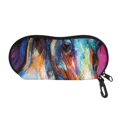 Colorful Horse Painting Print Glasses Case