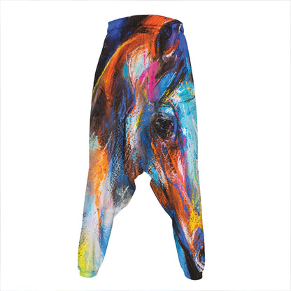 Colorful Horse Painting Print Hammer Pants
