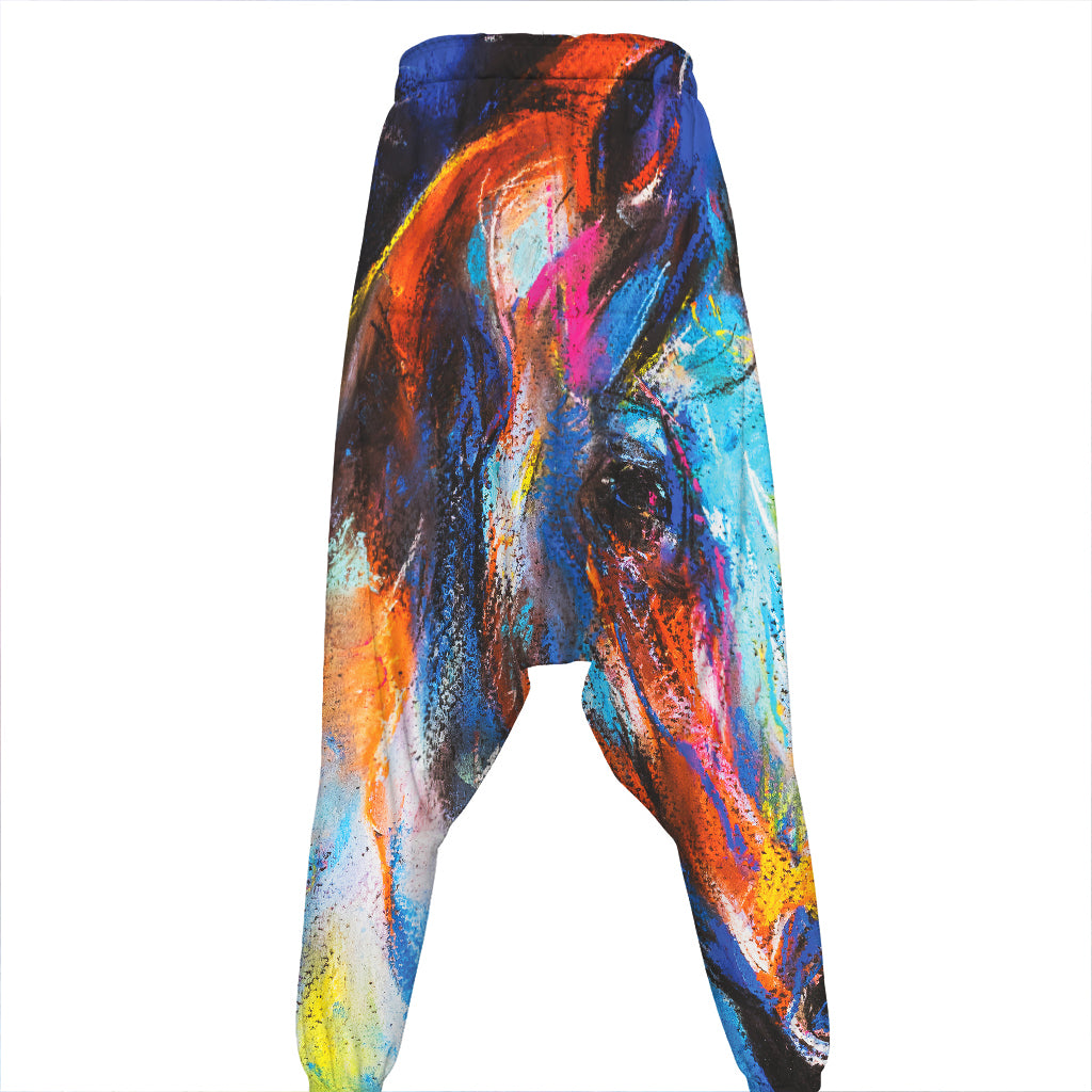 Colorful Horse Painting Print Hammer Pants
