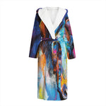 Colorful Horse Painting Print Hooded Bathrobe