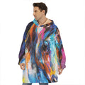 Colorful Horse Painting Print Hoodie Blanket
