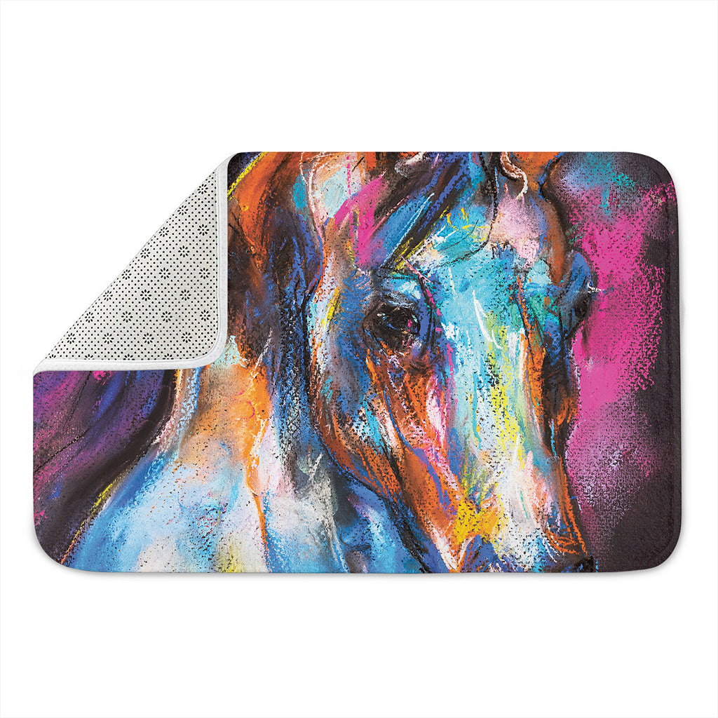 Colorful Horse Painting Print Indoor Door Mat