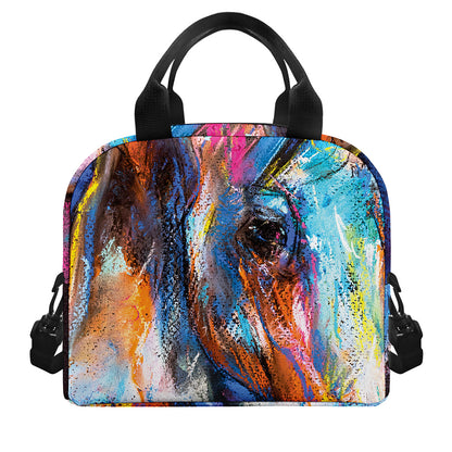 Colorful Horse Painting Print Insulated Lunch Bag