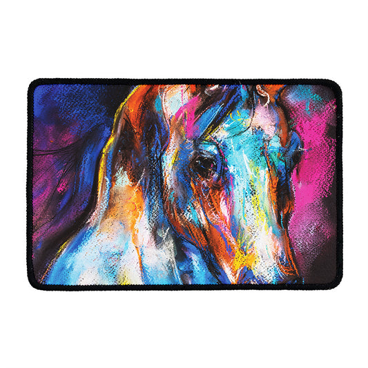 Colorful Horse Painting Print Kitchen Mat