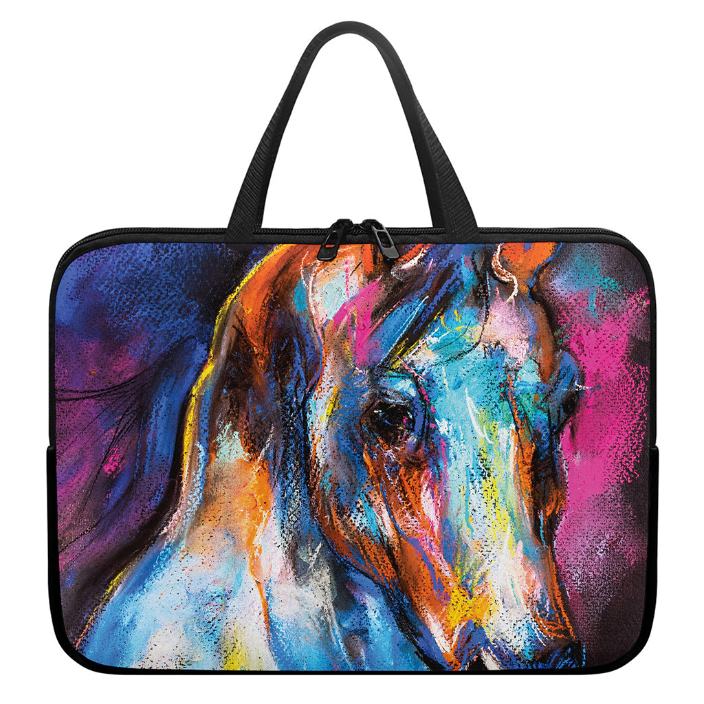 Colorful Horse Painting Print Laptop Sleeve With Handle