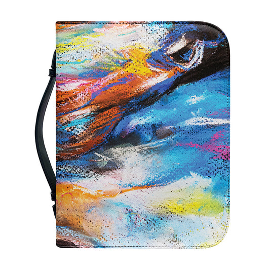 Colorful Horse Painting Print Leather Bible Cover