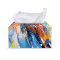 Colorful Horse Painting Print Leather Tissue Box Cover