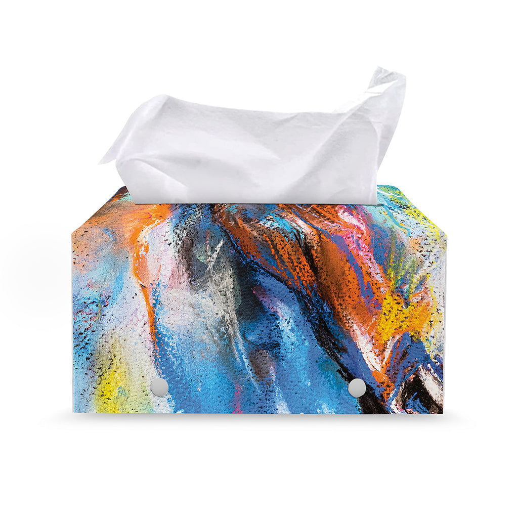 Colorful Horse Painting Print Leather Tissue Box Cover