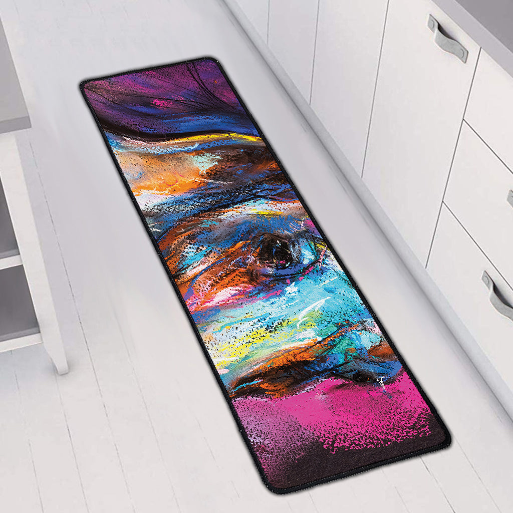 Colorful Horse Painting Print Long Kitchen Mat