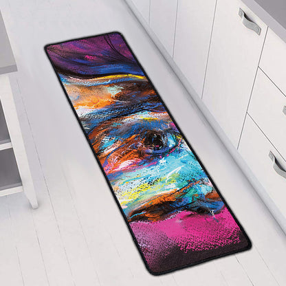 Colorful Horse Painting Print Long Kitchen Mat
