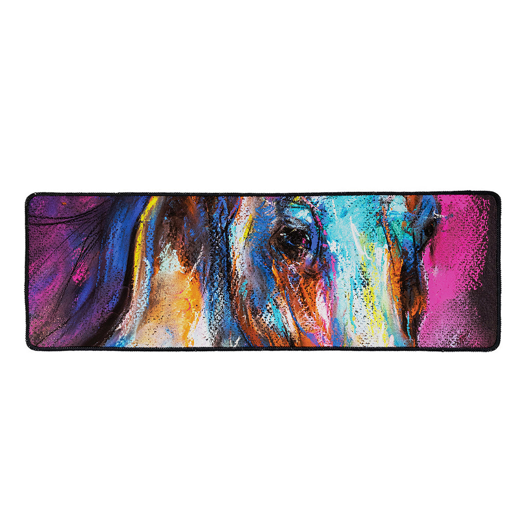 Colorful Horse Painting Print Long Kitchen Mat