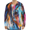 Colorful Horse Painting Print Long Sleeve Baseball Jersey