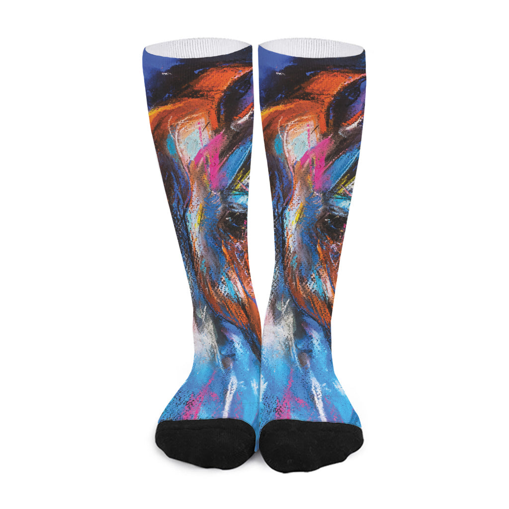 Colorful Horse Painting Print Long Socks