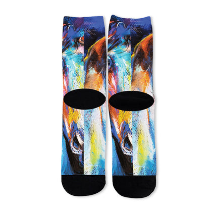 Colorful Horse Painting Print Long Socks