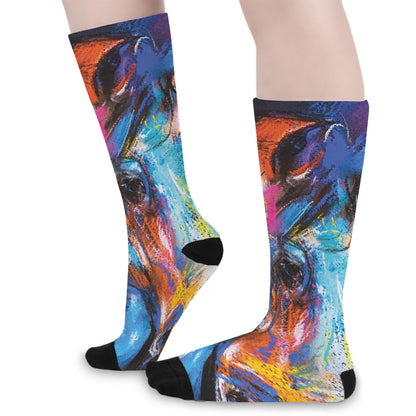 Colorful Horse Painting Print Long Socks