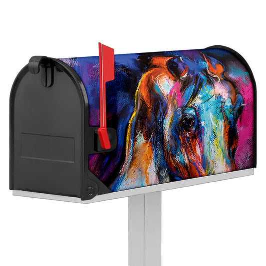 Colorful Horse Painting Print Mailbox Cover