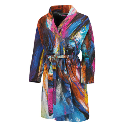 Colorful Horse Painting Print Men's Bathrobe