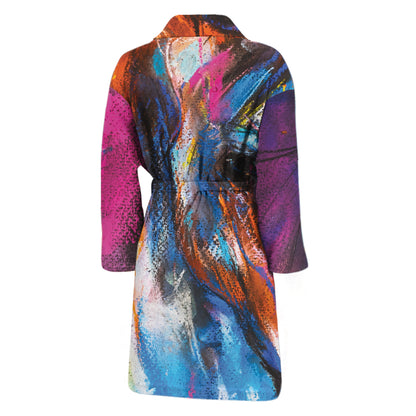 Colorful Horse Painting Print Men's Bathrobe