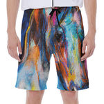 Colorful Horse Painting Print Men's Beach Shorts