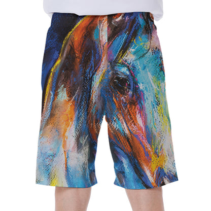 Colorful Horse Painting Print Men's Beach Shorts