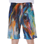 Colorful Horse Painting Print Men's Beach Shorts