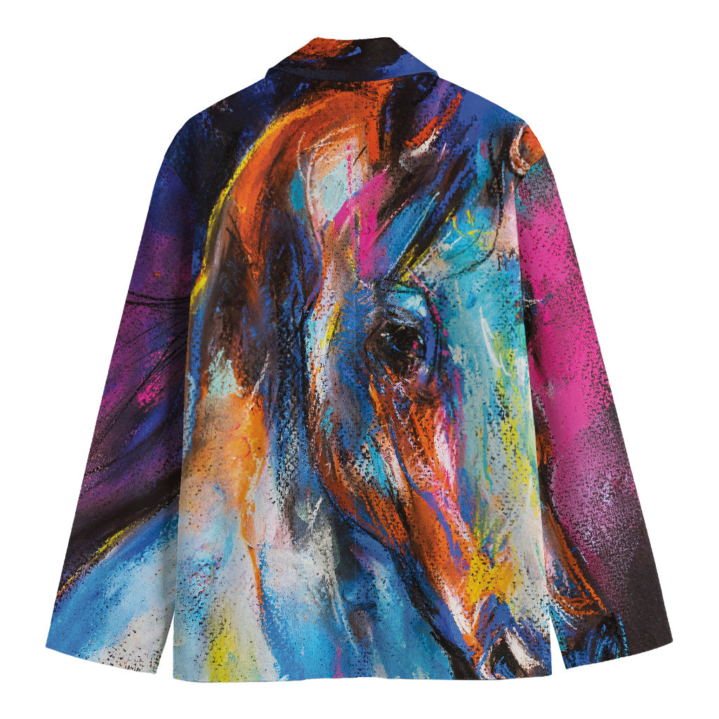 Colorful Horse Painting Print Men's Blazer