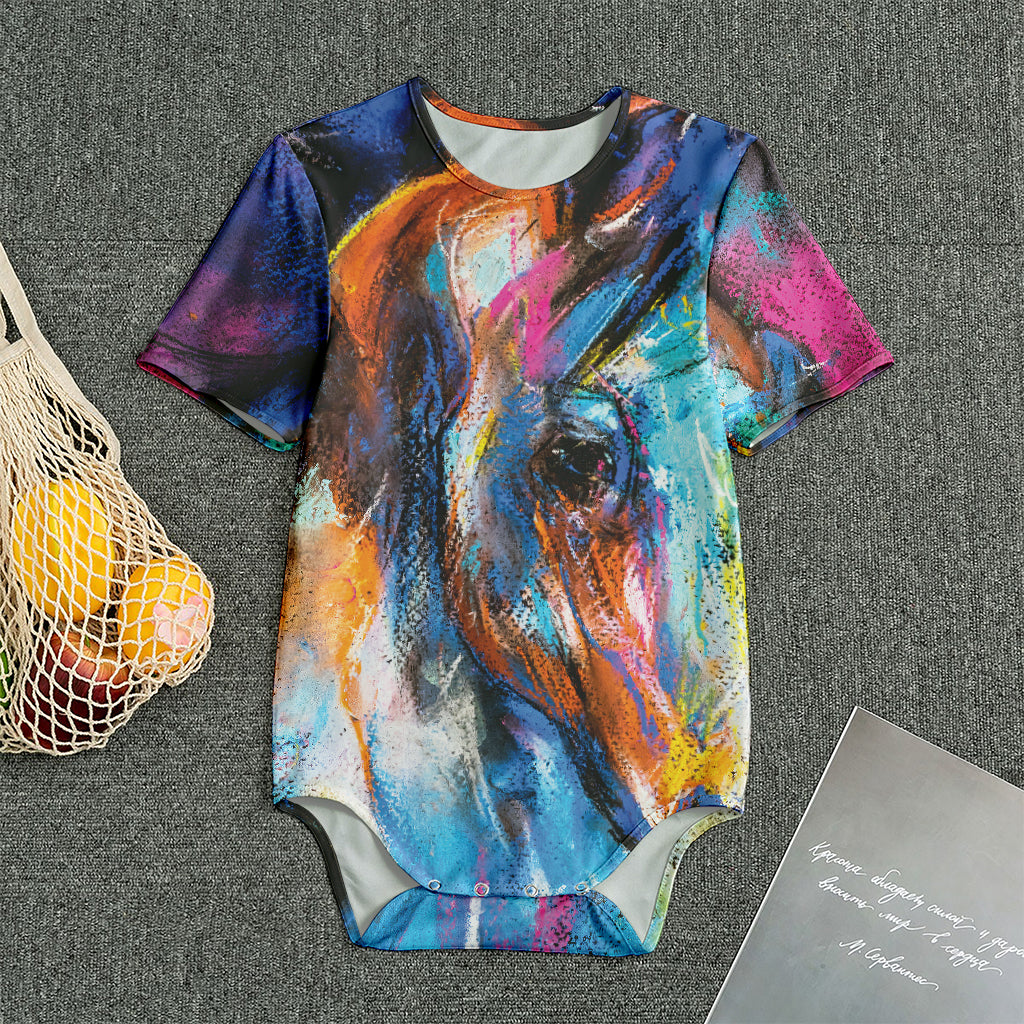Colorful Horse Painting Print Men's Bodysuit