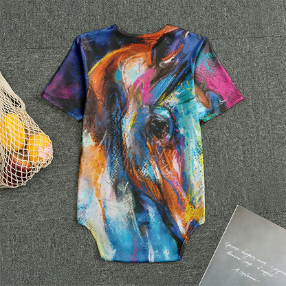 Colorful Horse Painting Print Men's Bodysuit