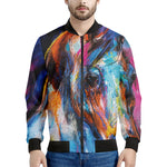 Colorful Horse Painting Print Men's Bomber Jacket