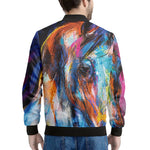 Colorful Horse Painting Print Men's Bomber Jacket