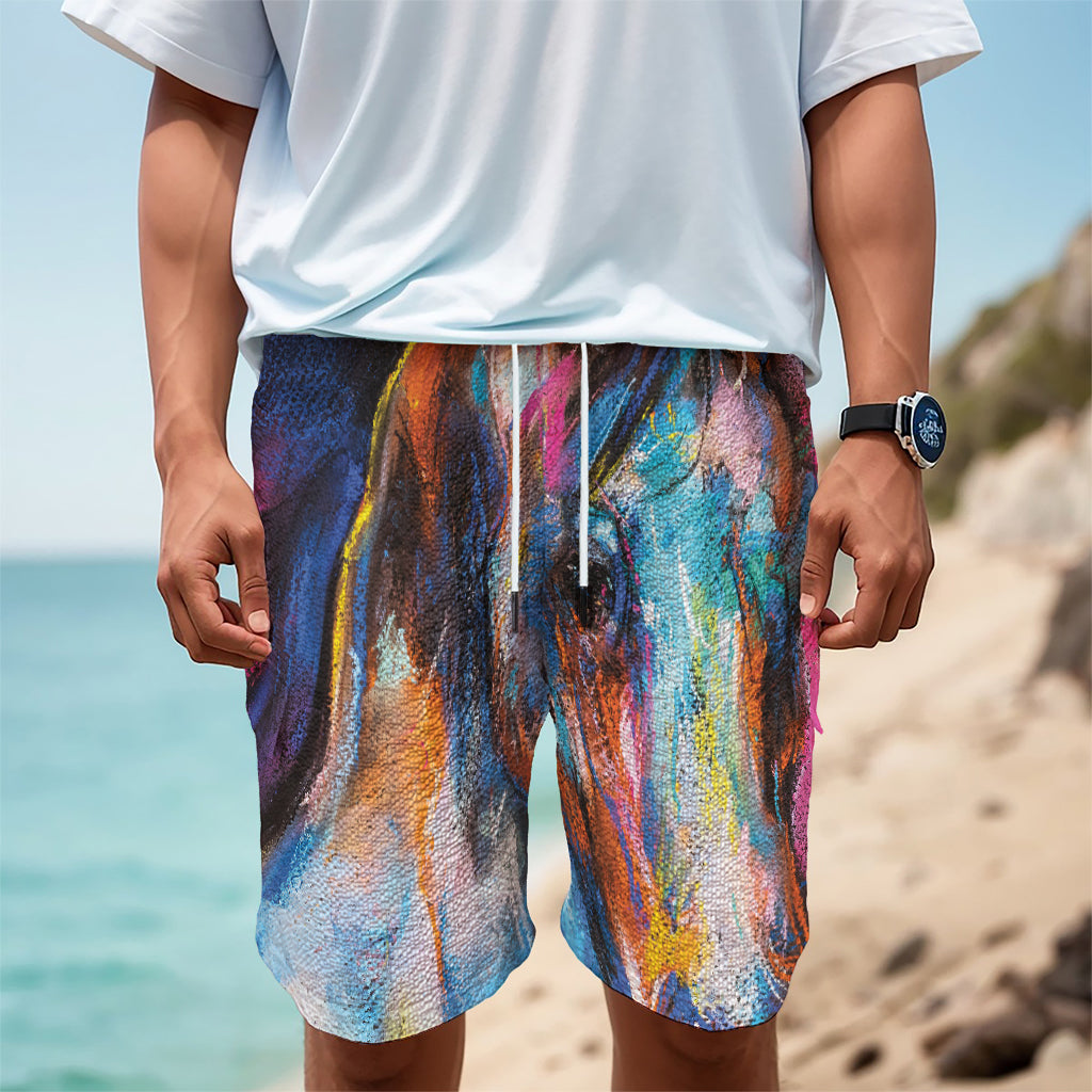 Colorful Horse Painting Print Men's Cargo Shorts