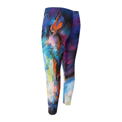 Colorful Horse Painting Print Men's Compression Pants