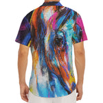 Colorful Horse Painting Print Men's Deep V-Neck Shirt