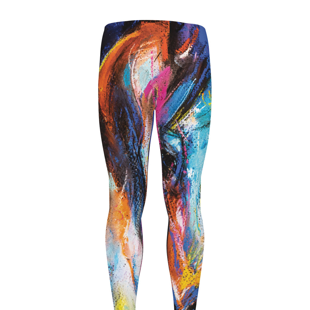 Colorful Horse Painting Print Men's leggings