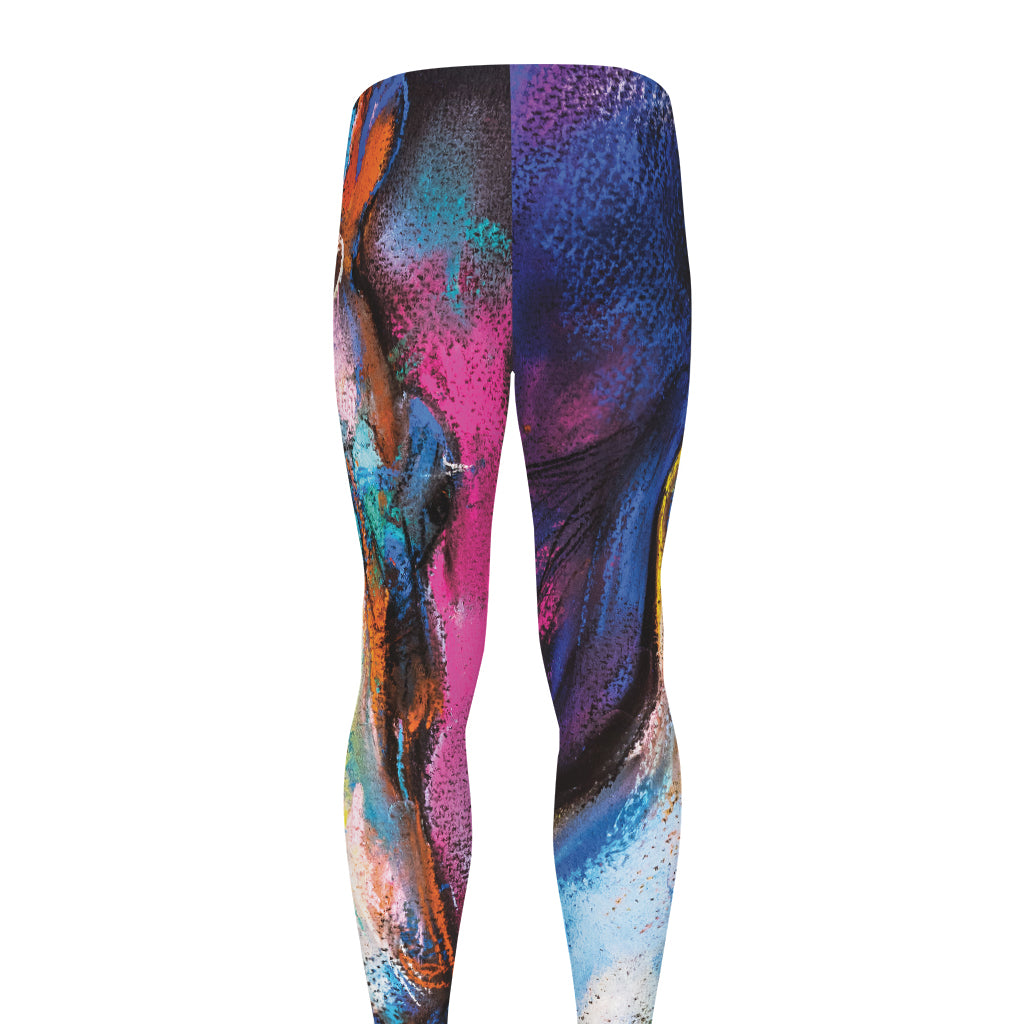 Colorful Horse Painting Print Men's leggings