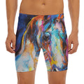 Colorful Horse Painting Print Men's Long Boxer Briefs