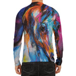 Colorful Horse Painting Print Men's Long Sleeve Rash Guard